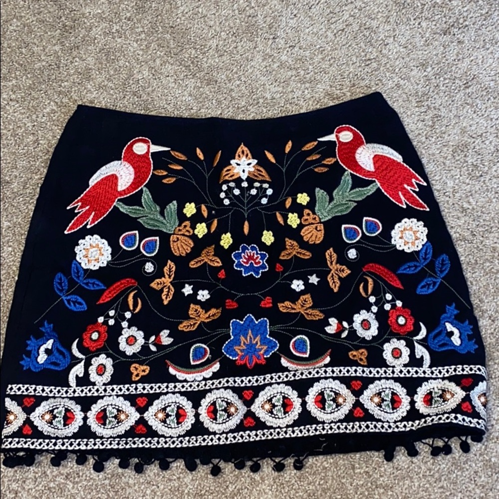 Black embroidered skirt